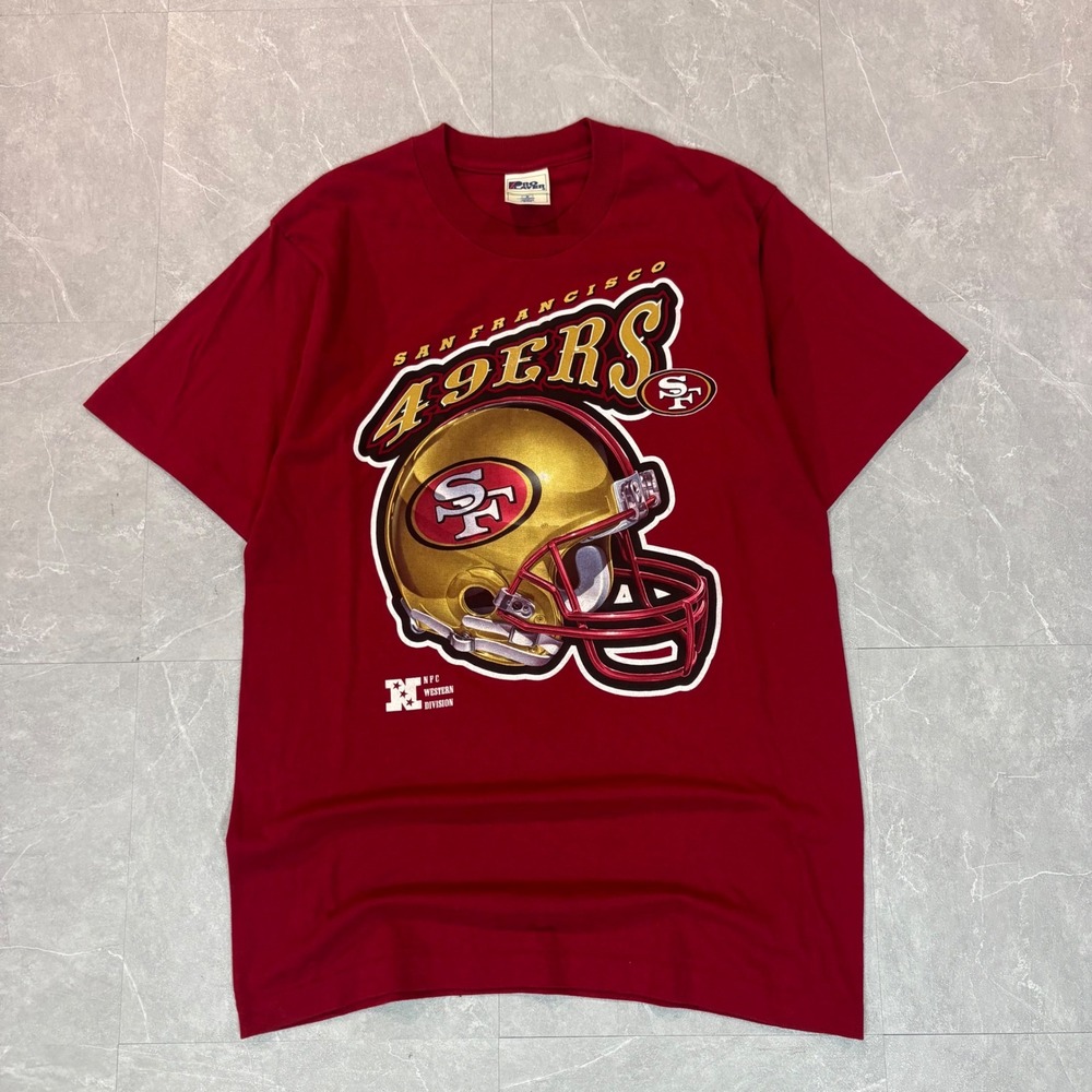 Vintage Pro Layer San Francisco 49ers T Shirt Mens Medium Red Helmet Made in USA